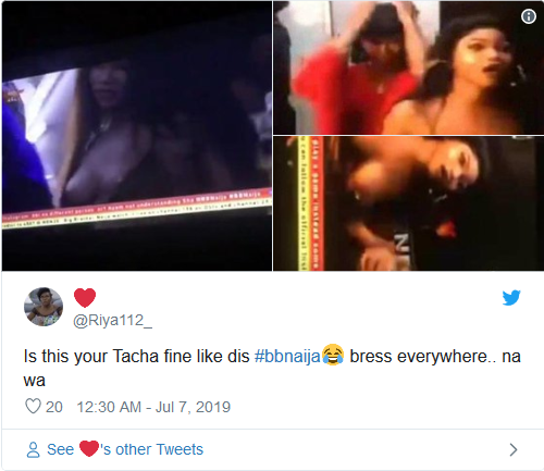 Big Brother Naija: T-boss Boobs Pop Out Live …nip Slips As