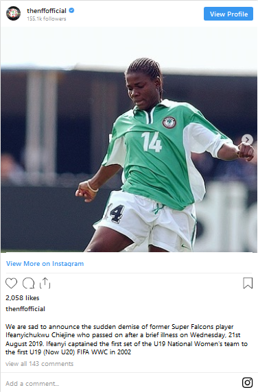 Former Super Falcons Forward Dies Aged 36 The Genesis