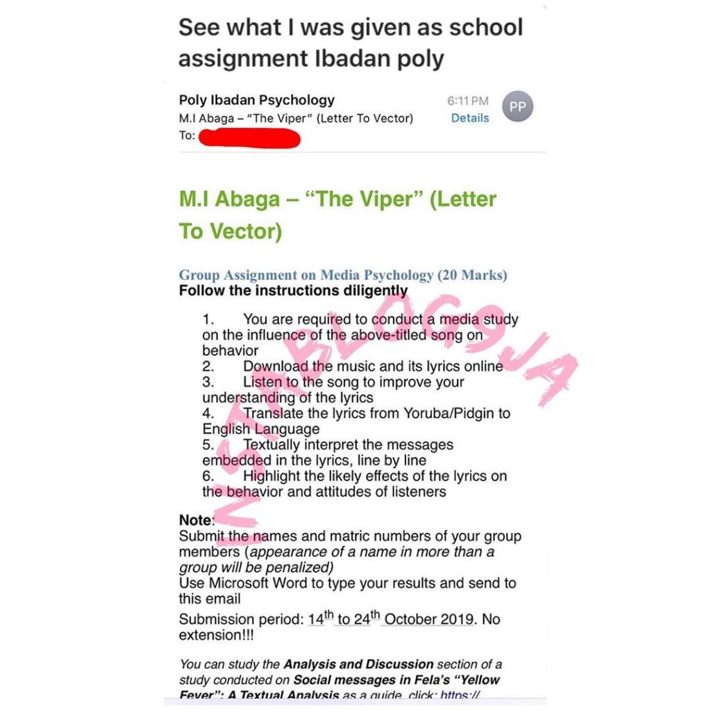 MI’s Vector Diss Track Becomes An Assignment Topic In Ibadan Poly 1