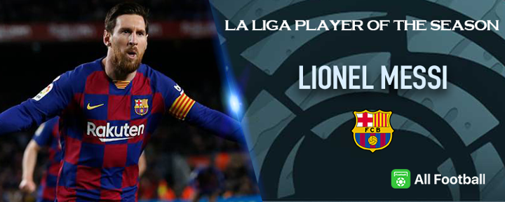 Barcelona captain & 6-time Ballon d'Or winner Lionel Messi wins All Football La Liga Player of ...