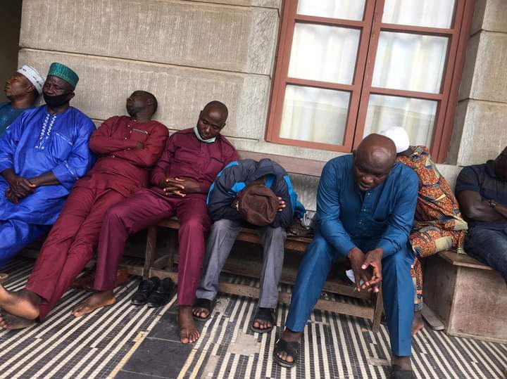 Pictures Of Igboho Supporters Waiting Outside During His Trial In Cotonou