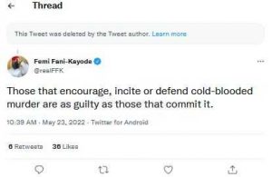 CmaTrends  FFK Deletes Tweet Condemning Attack On Bauchi Woman Over Alleged Blasphemy « CmaTrends 1653310645183 300x195