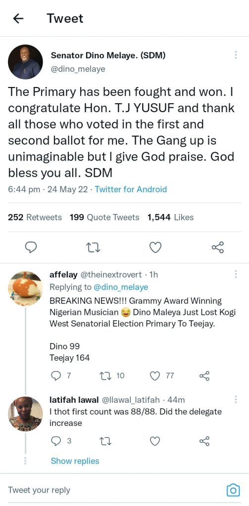 CmaTrends  Dino Melaye Reacts To Loss Says “The Gang Up Was Unimaginable”  « CmaTrends Screenshot 20220524 200948 Twitter 503x1024