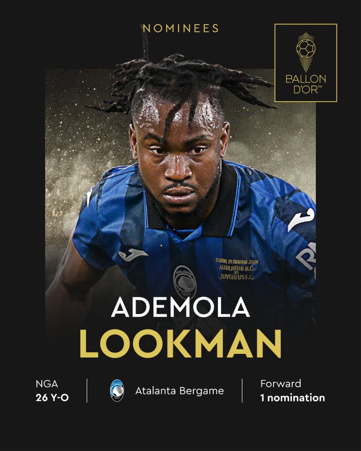 Super Eagles forward, Ademola Lookman nominated for Ballon d’or 2024